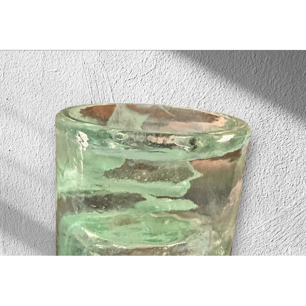 Reijmyre Sweden Round Sea Blue/Clear Glass Votive Candle Holder 3"x 3" - Picture 8 of 16